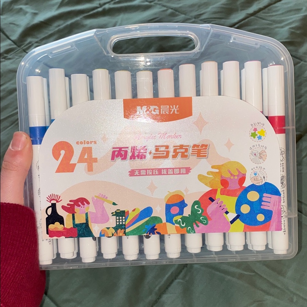 24 Colors Dual Tip Markers Set